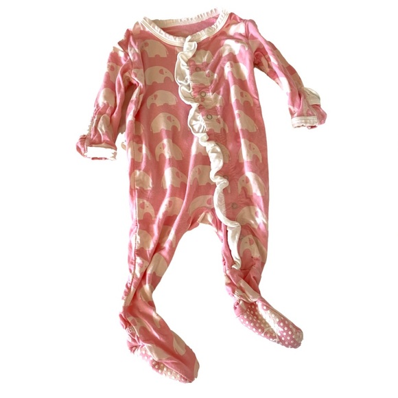Kickee Pants pink elephant one piece 0-3 months - Picture 1 of 11